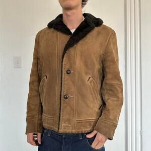 Rare Vintage 50s Kurland Star Retro Suede Fur Lined Blazer Jacket Coat